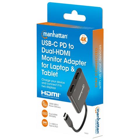 154321 cavo e adattatore video 0,15 m USB tipo-C 2 x HDMI Nero - Foto 10