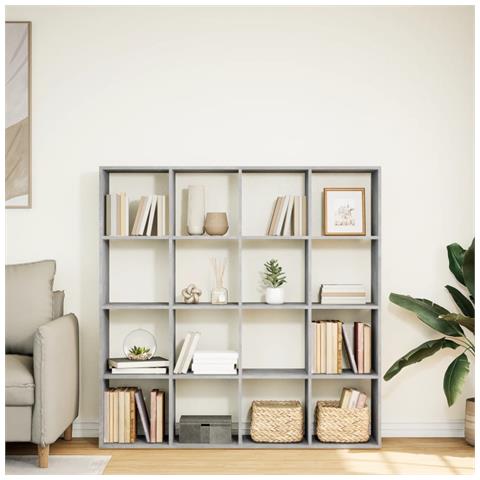 Libreria Grigio Cemento 137,5x29x137,5 Cm In Legno Multistrato - Foto 3