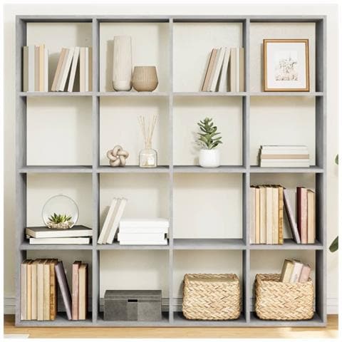 Libreria Grigio Cemento 137,5x29x137,5 Cm In Legno Multistrato - Foto 1