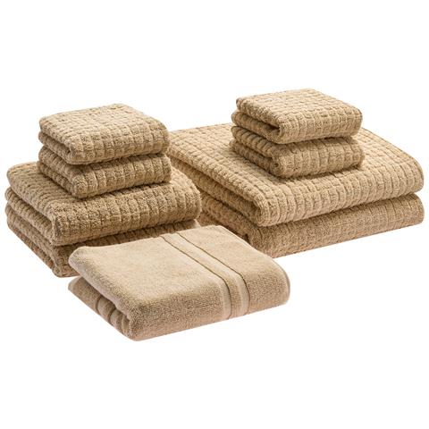 Set Di 9 Asciugamani Atai Cotone Beige Sabbia - Foto 2