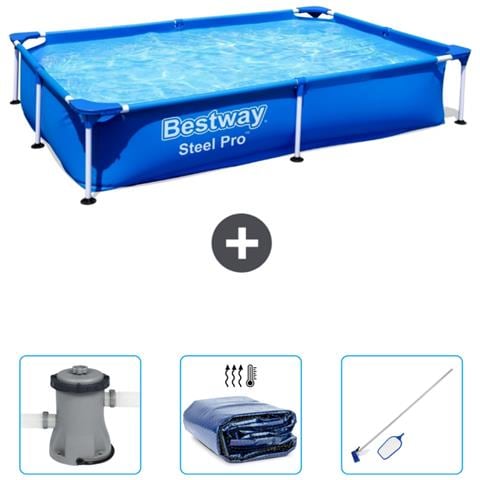 Piscina Fuori Terra - Rettangolo - 221x150x43 Cm - Blu - Include Accessori Coordinati Cb42 - Foto 1