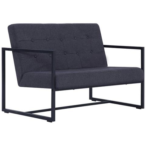 Lusso Casadino -  Divano A 2 Posti Con Braccioli Grigio Scuro Acciaio E Tessuto - Foto 1