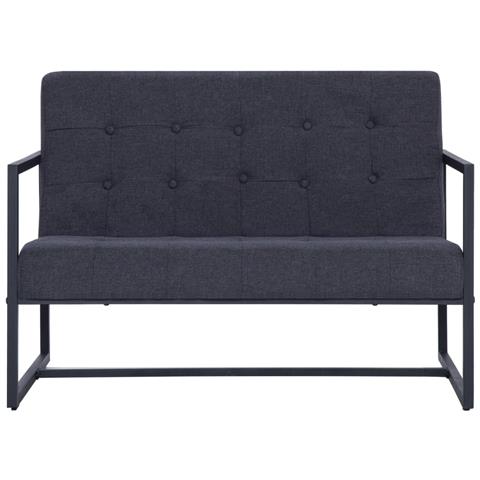 Lusso Casadino -  Divano A 2 Posti Con Braccioli Grigio Scuro Acciaio E Tessuto - Foto 2