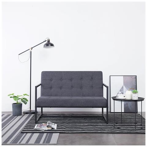 Lusso Casadino -  Divano A 2 Posti Con Braccioli Grigio Scuro Acciaio E Tessuto - Foto 8