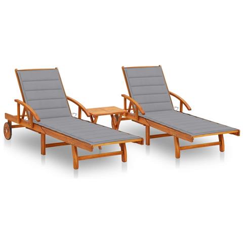 Lusso Casadino -  Lettino Prendisole 2pz Con Tavolo E Cuscini Massello D'acacia - Foto 2