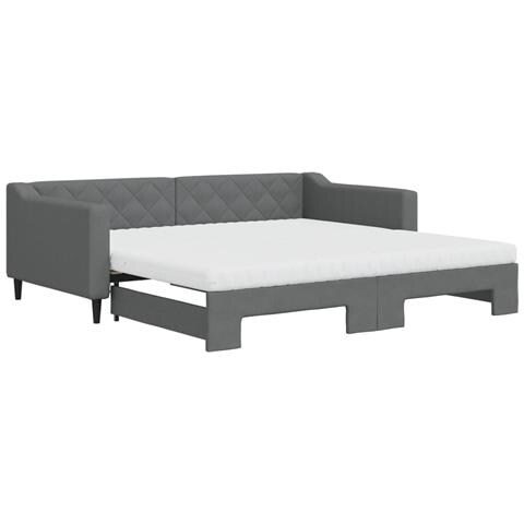 Divano Letto Estraibile Materassi Grigio Scuro 100x200 Tessuto - Foto 1