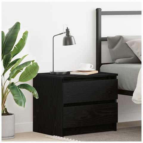 Comodino nero in legno ingegnerizzato vitaXL 50x40x43,5 cm - Foto 2