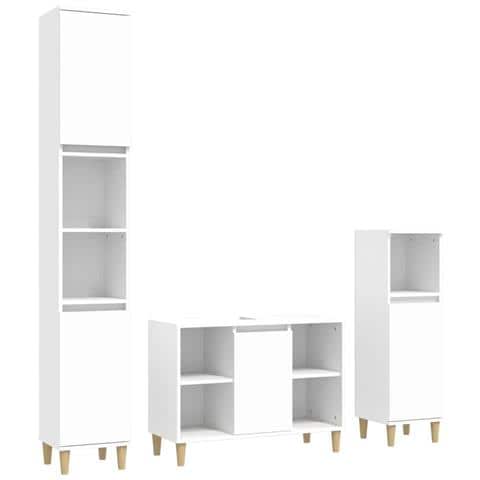 Set Mobili da Bagno 3 pz Bianco in Legno Multistrato - Foto 1