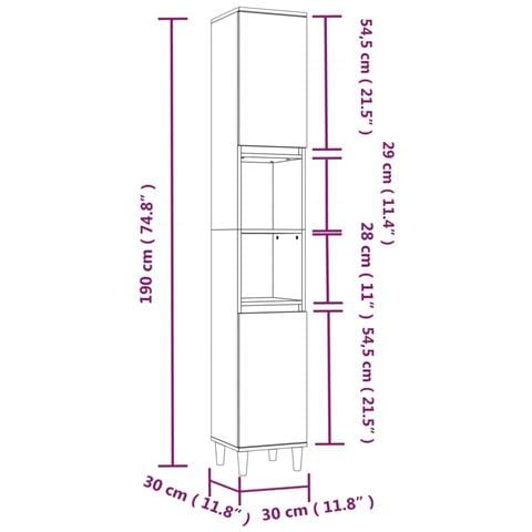 Set Mobili da Bagno 3 pz Bianco in Legno Multistrato - Foto 9