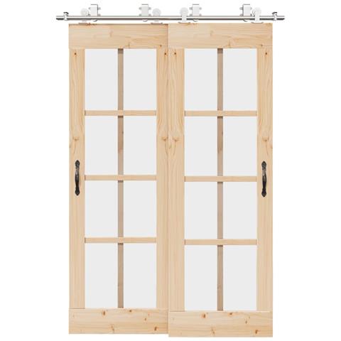 Kit Binari Porta Scorrevole 183 cm Acciaio Inossidabile Argento - Foto 2