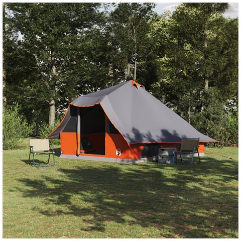 Tenda Familiare Tipi Grigio e Arancione Impermeabile per 8 Persone - Foto 2