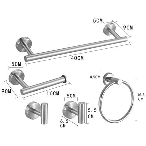 Set Di Porta Asciugamani Da Bagno In Acciaio Inox A 5 Pezzi - Design Forato Per Bagni Moderni Silver - Foto 2