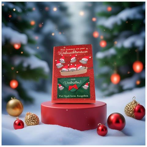 Biglietto Di Natale Con Busta Glitterata In Tedesco 7x11,5 Cm Rosso - Foto 2