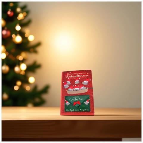 Biglietto Di Natale Con Busta Glitterata In Tedesco 7x11,5 Cm Rosso - Foto 4