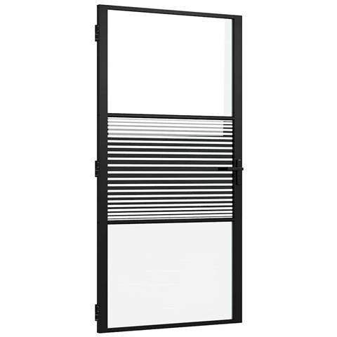 Porta Interna Nero 102.5 x 201.5 cm Vetro temperato, Alluminio - Foto 1
