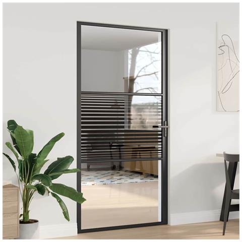 Porta Interna Nero 102.5 x 201.5 cm Vetro temperato, Alluminio - Foto 2
