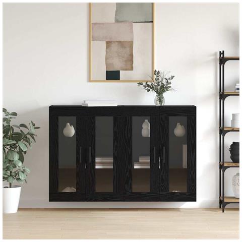 Armadi da Muro 2 pcs Rovere nero 69.5 x 34 x 90 cm - Foto 2