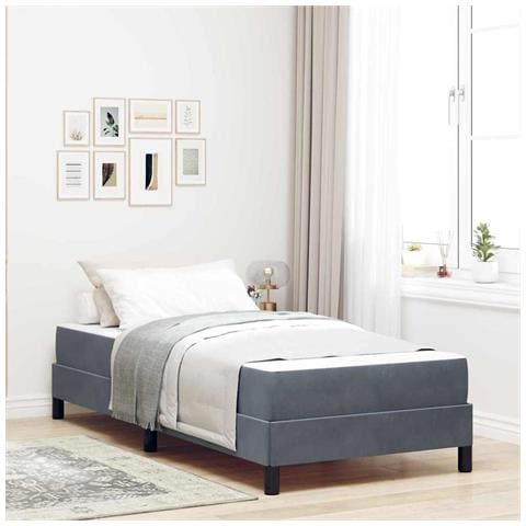 Letto box spring con materasso Grigio scuro 100 x 200 cm - Foto 2