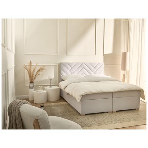 Divano Letto Con Contenitore Tessuto Esquire 160 X 200 Cm Bianco Sporco - Foto 1
