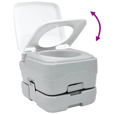 Toilette Portatile per Camping Grigio 41.5 x 36.5 x 30 cm - Foto 9