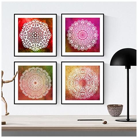 Set Di 4 Stampe Per Incorniciare Gratitudine Poster Quadrati Con Di Mandala Fotogrammi Da Incorniciare Carta Da Senza Cornice 20x20 Cm - Foto 1