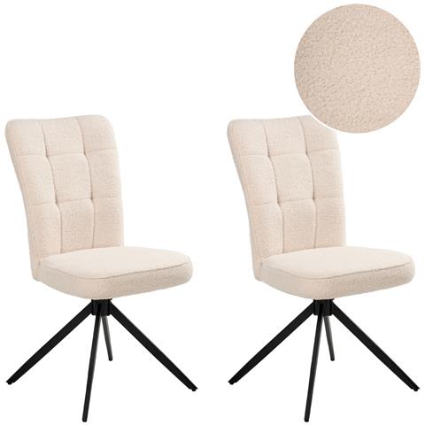 Set Di 2 Sedie Da Pranzo Ryan Bouclé Beige Chiaro - Foto 2
