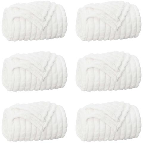 Coperte da Pile 6 pcs Bianco 240 x 220 cm Panno - Foto 1