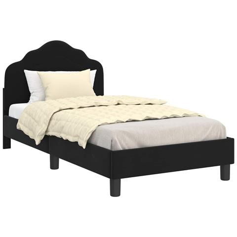 Struttura letto bambini con testata Nero 80 x 160 cm Velluto - Foto 1