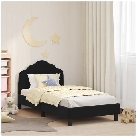 Struttura letto bambini con testata Nero 80 x 160 cm Velluto - Foto 2