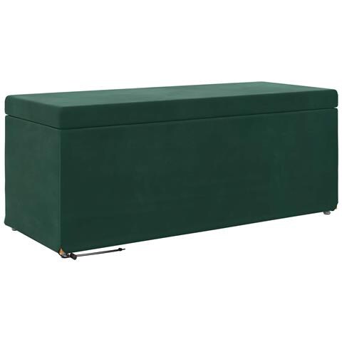 Pouf Verde Scuro Velluto e Legno Ingegnerizzato - Foto 1