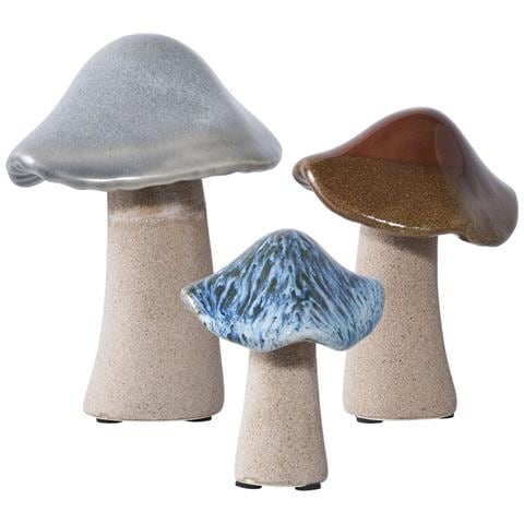 Set 3 Funghi Decorativi In Gres Ceramico Multicolore - Foto 1