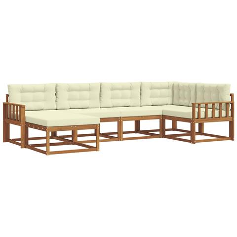 Set di divani da esterno con cuscino 6 pcs Naturale e Crema - Foto 1