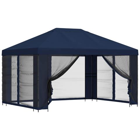 Gazebo da giardino con pareti laterali 4 × 3 m Blu - Foto 1