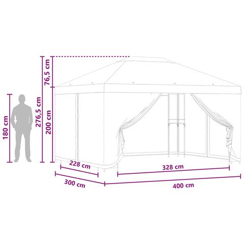 Gazebo da giardino con pareti laterali 4 × 3 m Blu - Foto 9
