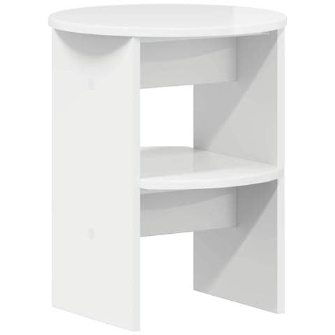 Mobile laterale Bianco Lucido Ø40 x 50 cm Legno ingegnerizzato - Foto 1