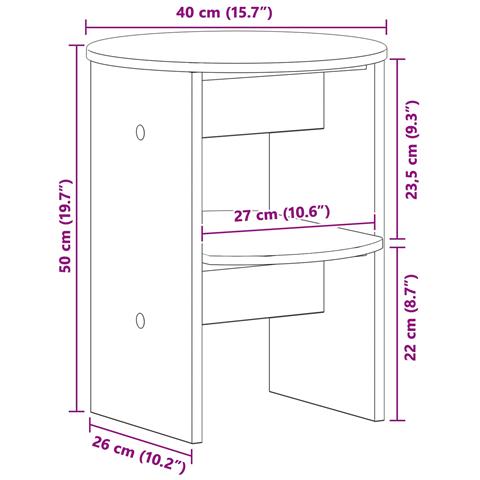 Mobile laterale Bianco Lucido Ø40 x 50 cm Legno ingegnerizzato - Foto 9