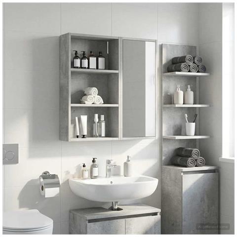 Armadio da bagno a muro Grigio Cemento 40 x 14 x 70 cm - Foto 2