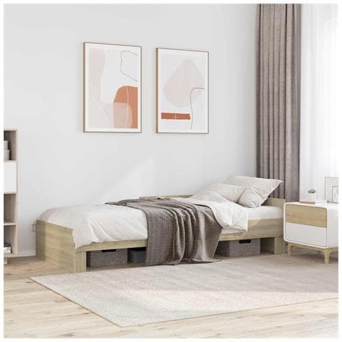 Struttura letto con testata Rovere Sonoma 80 x 200 cm - Foto 2