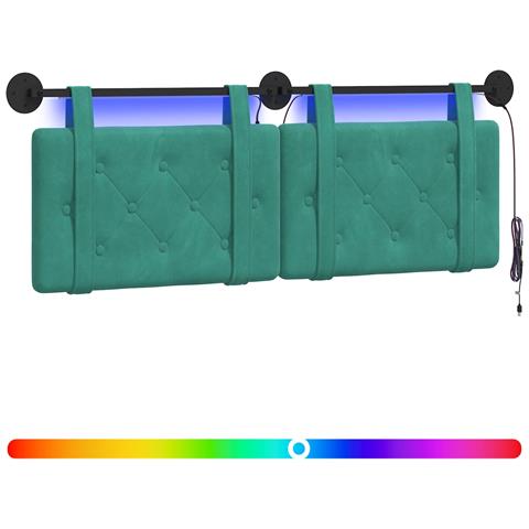 Testiera sospesa Con luce LED Turchese Velluto - Foto 1