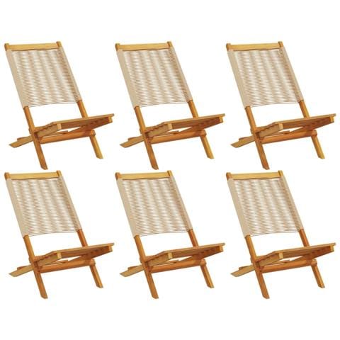 Sedie da Giardino Pieghevoli 6pz Beige Legno Massello di Acacia - Foto 1