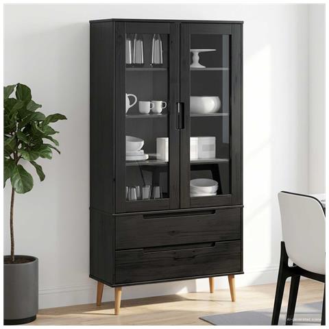 Armadio in Vetro Nero 90 x 35 x 175 cm - Foto 2