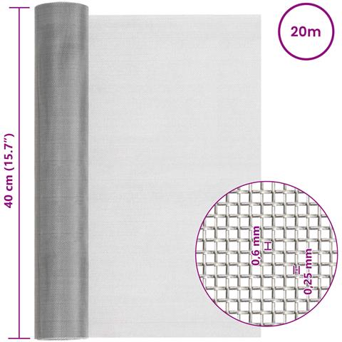 Rete per schermatura 40 x 2000 cm 30 Mesh Argento - Foto 7