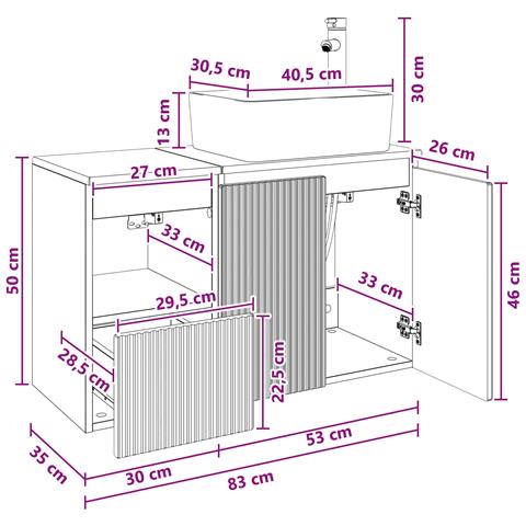 Set di mobili per il bagno 2 pz Sonoma grigio - Foto 2