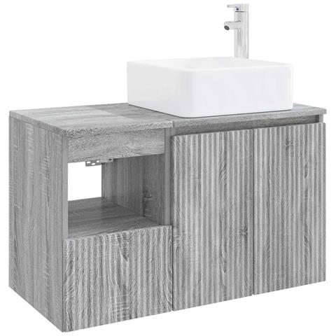 Set di mobili per il bagno 2 pz Sonoma grigio - Foto 1