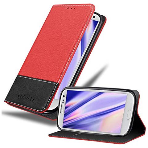 Custodia Compatibile Con Samsung Galaxy S3 / S3 Neo In Rosso Nero - Coperchio Protettiva Con Chiusura Magnetica, Funzione Stand E Tasca Per Le Carte - Foto 1