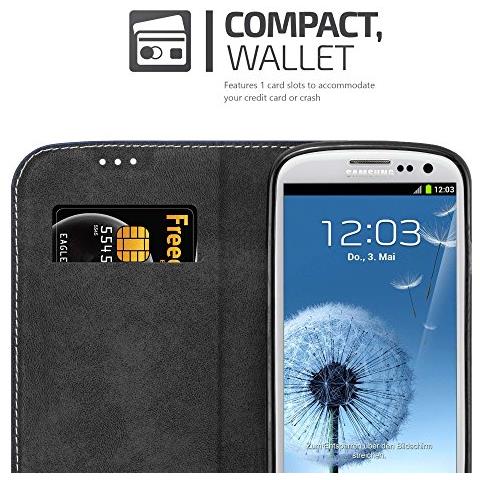 Custodia Compatibile Con Samsung Galaxy S3 / S3 Neo In Rosso Nero - Coperchio Protettiva Con Chiusura Magnetica, Funzione Stand E Tasca Per Le Carte - Foto 2