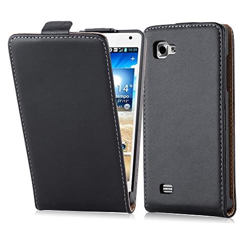 Custodia Compatibile Con Lg Optimus 4x Hd In Nero Carbone - Coperchio Protettivo In Design Flip Realizzato In Finta Pelle Liscia - Foto 1