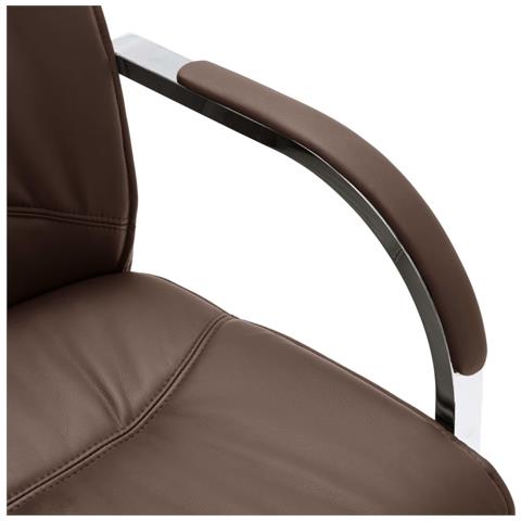 Sedia da Ufficio a Sbalzo Marrone in Similpelle - Foto 6