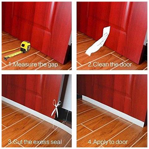 Sweep Adesivo Sotto La Porta Guarnizione Di Battuta In Gomma Insonorizzato Inferiore Striscia Della Guarnizione Paraspifferi Paraspifferi 39 Lunghezza X 2 Larghezza (1m Bianco) - Foto 4