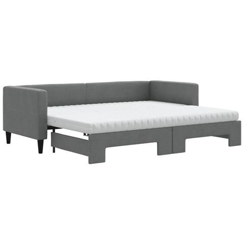 Divano Letto Estraibile Materassi Grigio Scuro 80x200 Tessuto - Foto 1